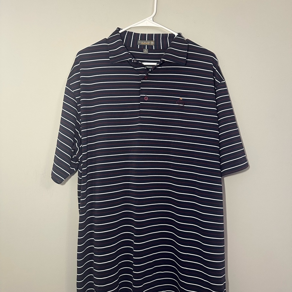 Peter Millar Summer Comfort Navy Blue Striped Golf Polo